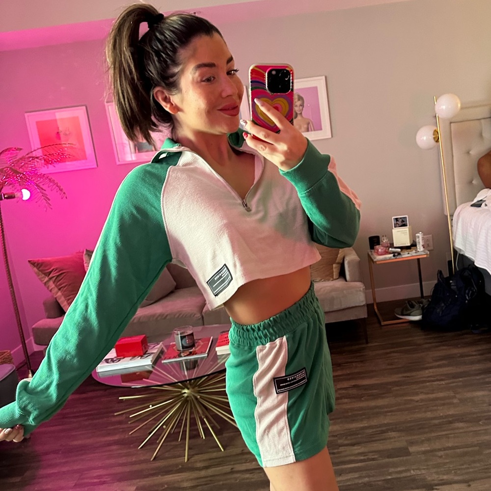 Missguided Matching Short Set: Half Zip Cropped Jacket Size 8 & Shorts Size 0